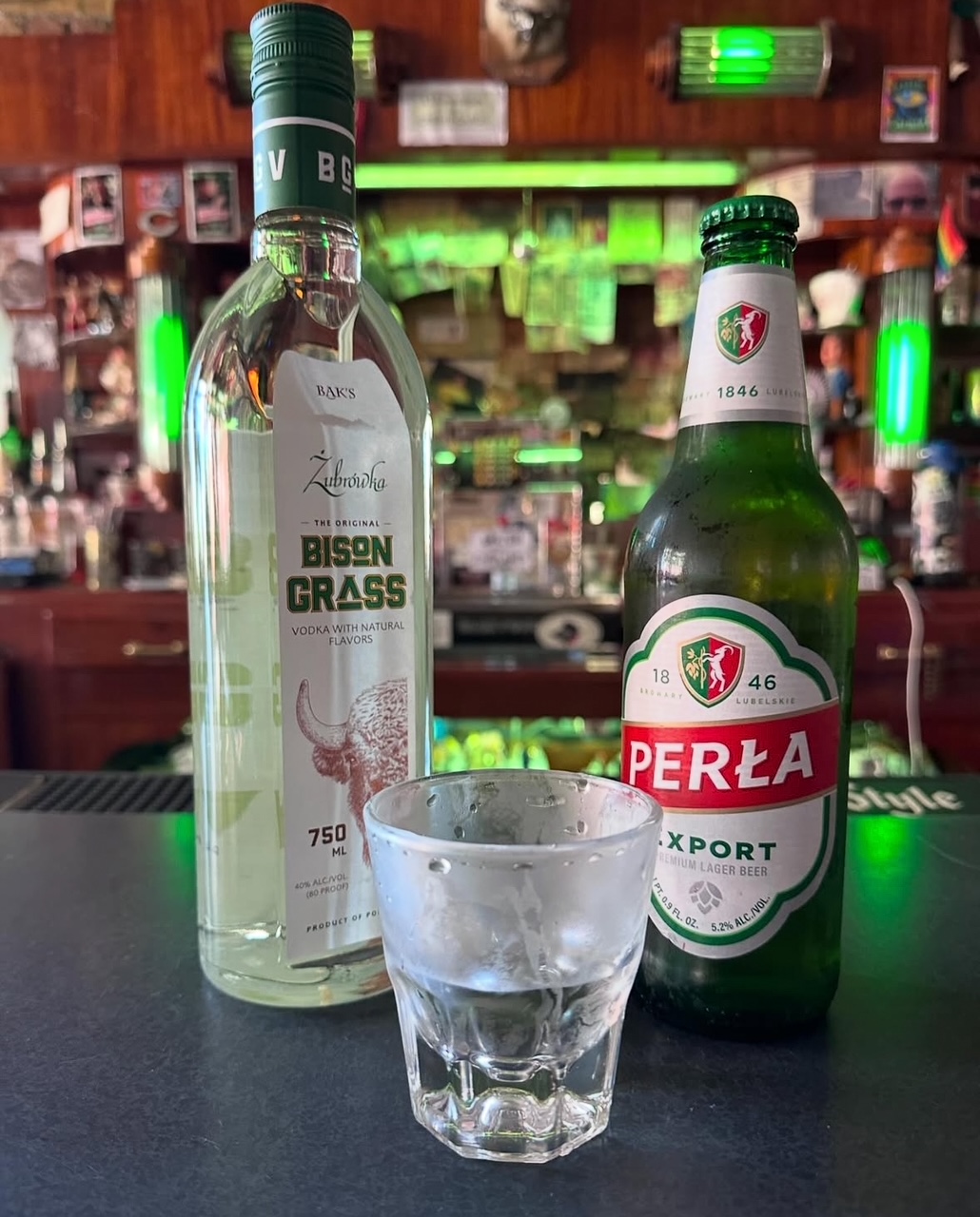 Perla Polish Lager & Zubrowka Bison Grass Vodka — Lemmings Tavern special